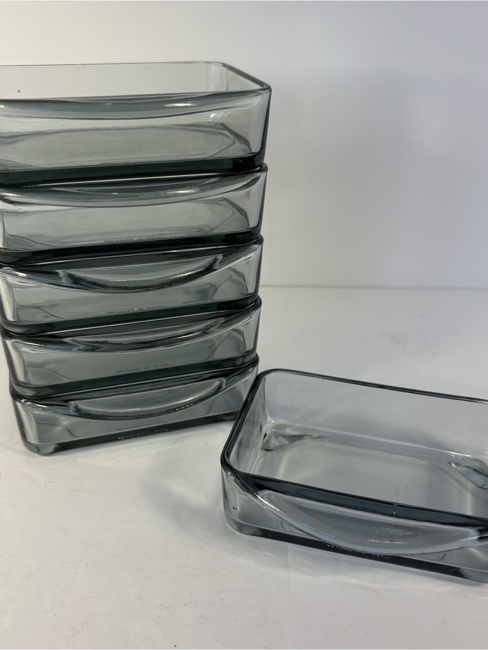 Set of 6 Small MidCentury Danish Cabaret Glass Tray Bowls from Holmegaard 1960s